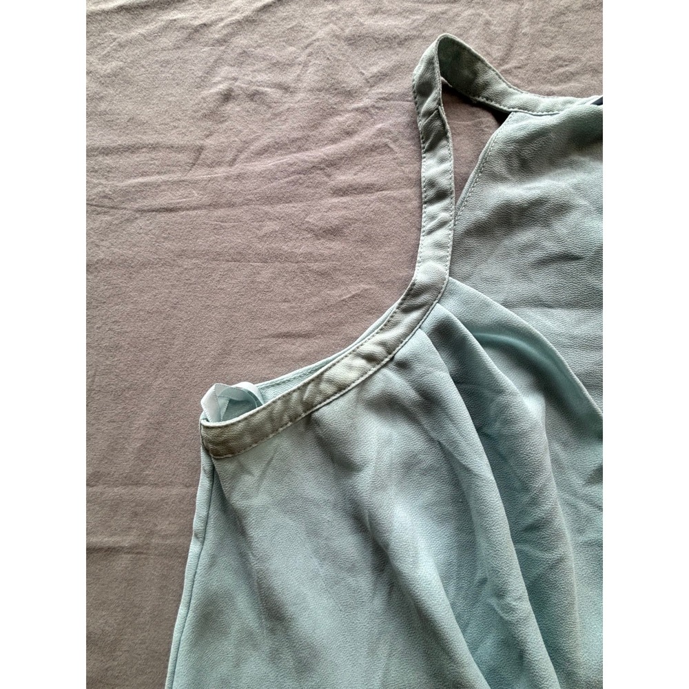 Naked Zebra Sage Green Halter Wrap Front Sleeveless Blouse Top Medium - Picture 6 of 7